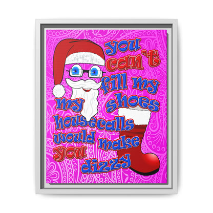 santa's shoes - framed canvas art (pink swirl)