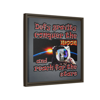 defy conquer reach - framed canvas art (grey-light grey)