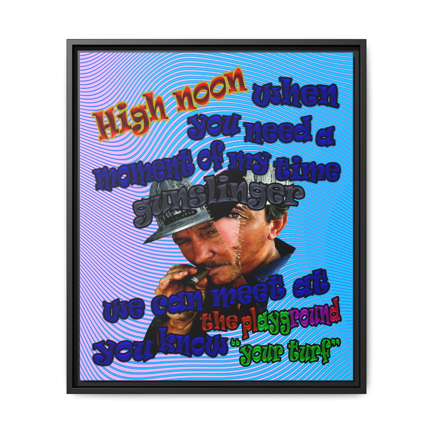high noon - framed canvas art (light blue-purple wave)