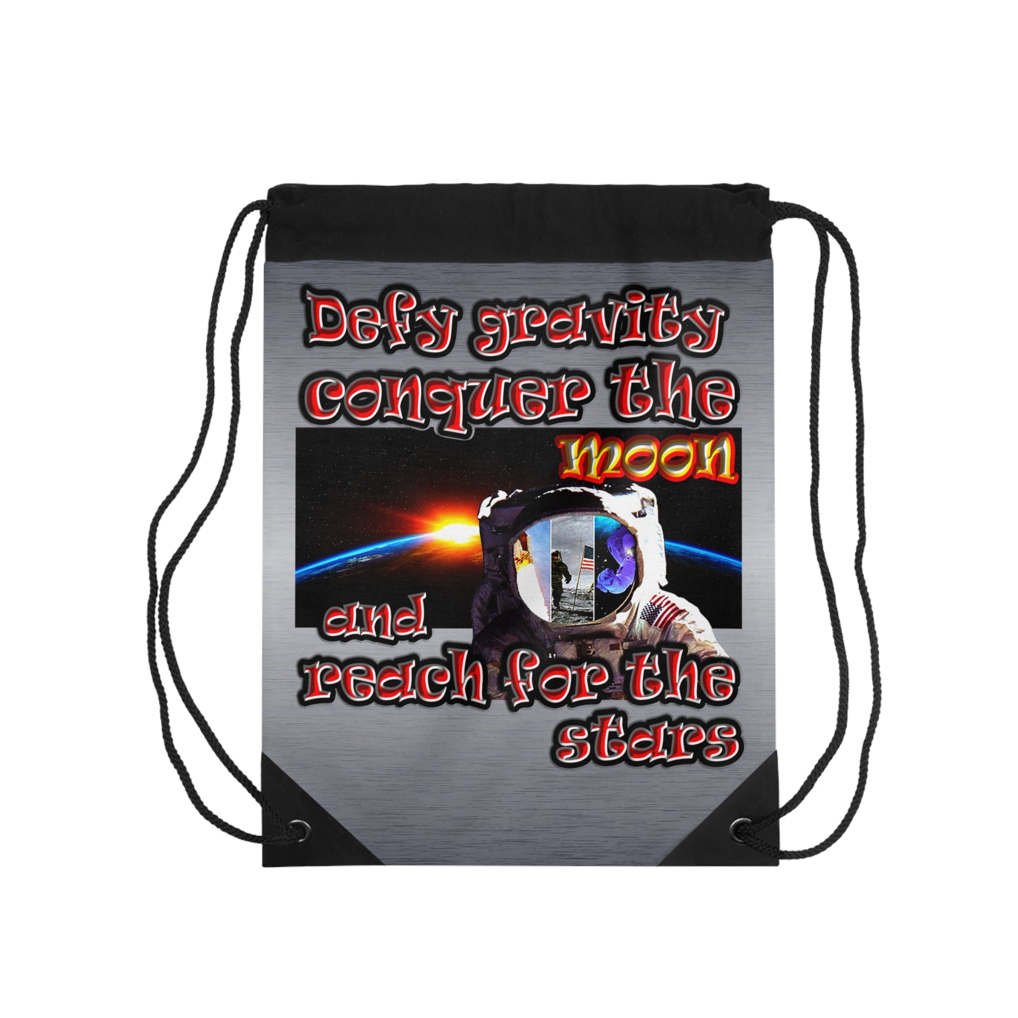 defy conquer reach - Drawstring Bag (brushed nickel)