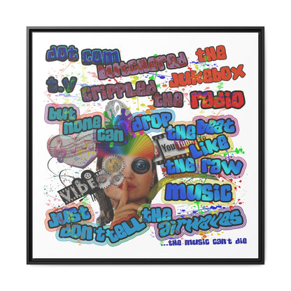 drop the beat - framed canvas art (white)