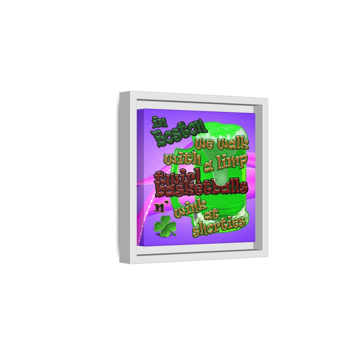 celtics logo - framed canvas art (purple-pink wave)