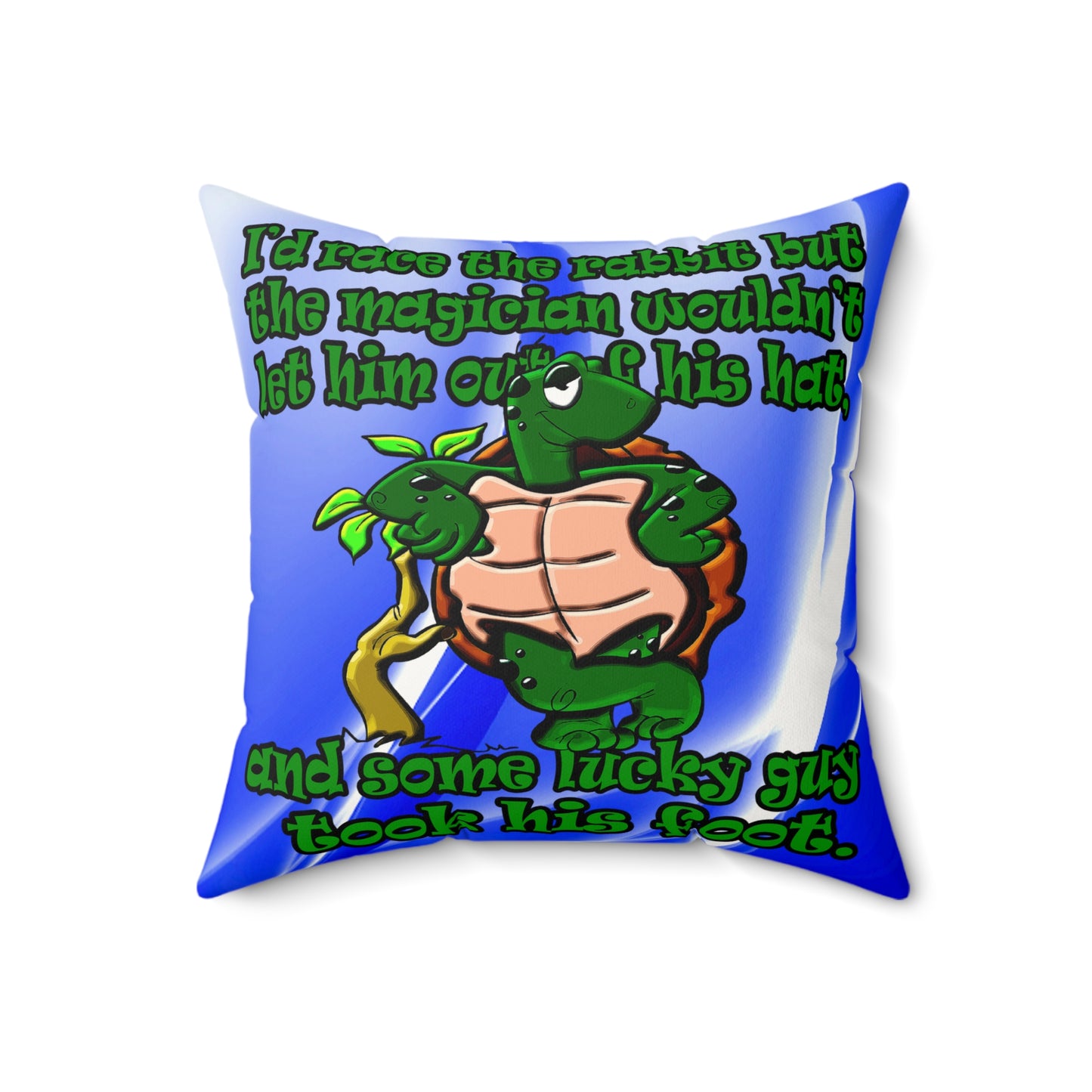 turtle race - Faux Suede Square Pillow - (blue-white wave)
