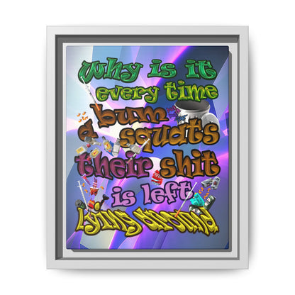 the bum's shit - framed canvas art (grey-pink wave)