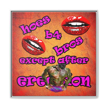 hoes b4 bros - framed canvas art (burnt orange)