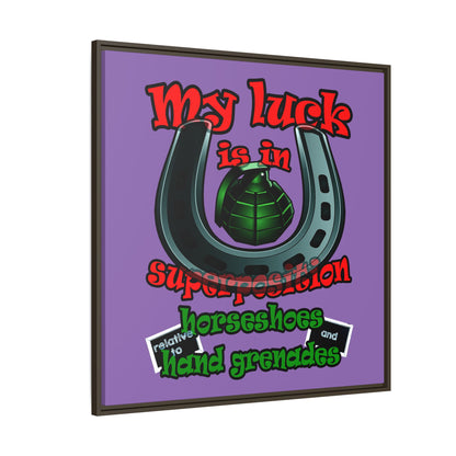 my luck - framed canvas art (light purple)