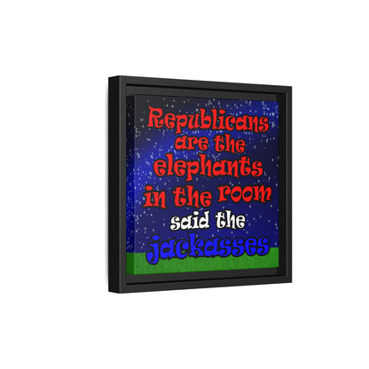 donkeys and elephants - framed canvas art ('snoops' background)
