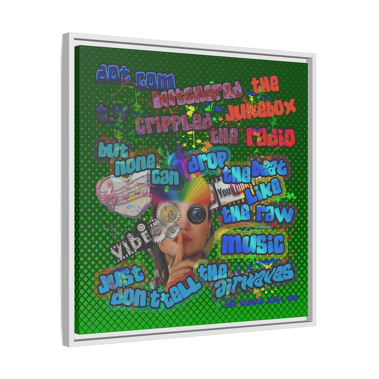 drop the beat - framed canvas art (logo green)