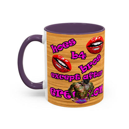hoes b4 bros - Accent Mug (butterscotch wood finish)