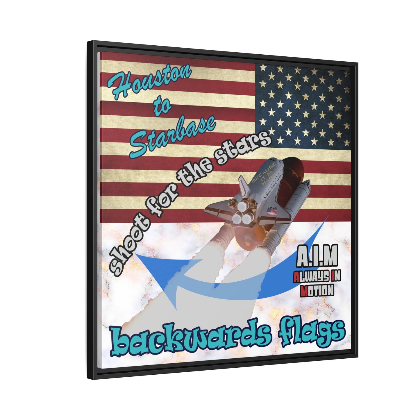 shoot for the stars - framed canvas art (white marble)
