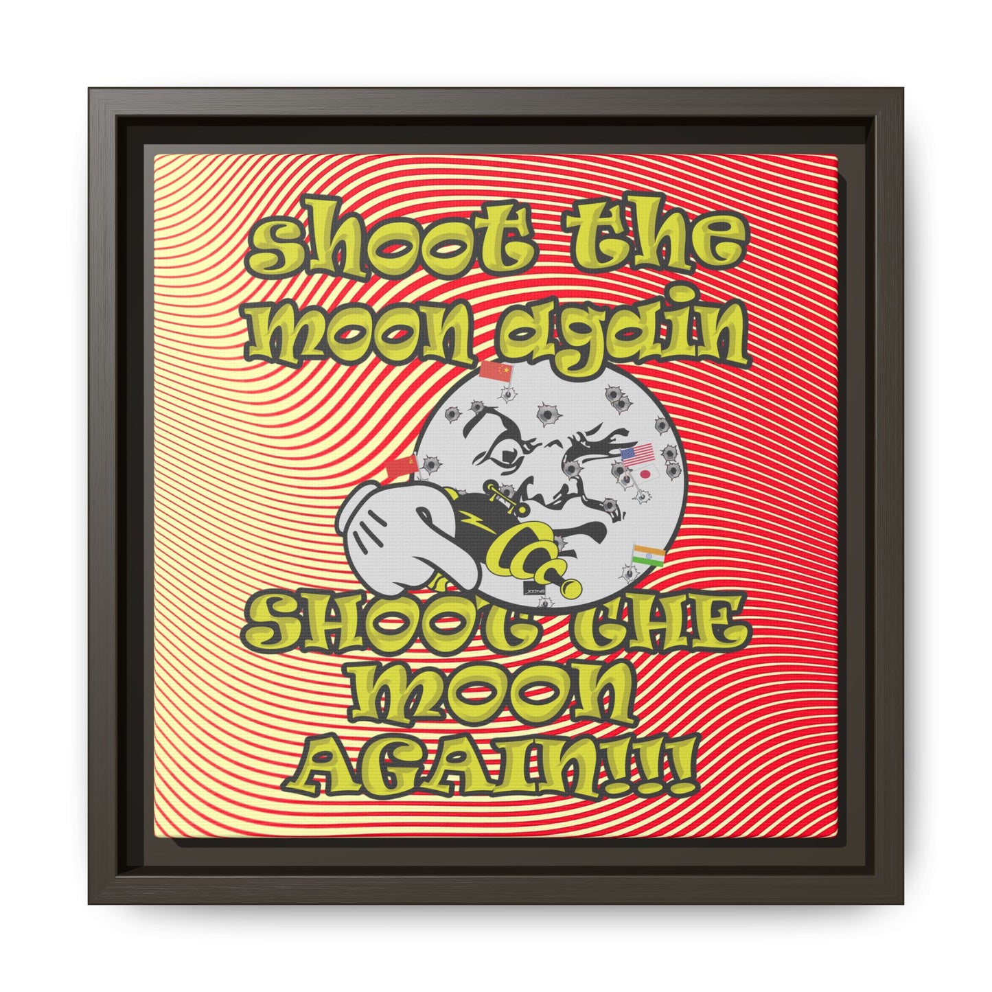 shoot the moon again - framed canvas art (yellow-orange wave)