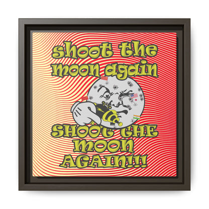 shoot the moon again - framed canvas art (yellow-orange wave)