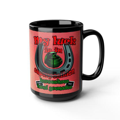 my luck - Black Mug (yellow-orange wave)