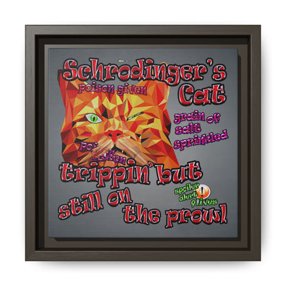 schrodinger's cat - framed canvas art (grey-light grey)