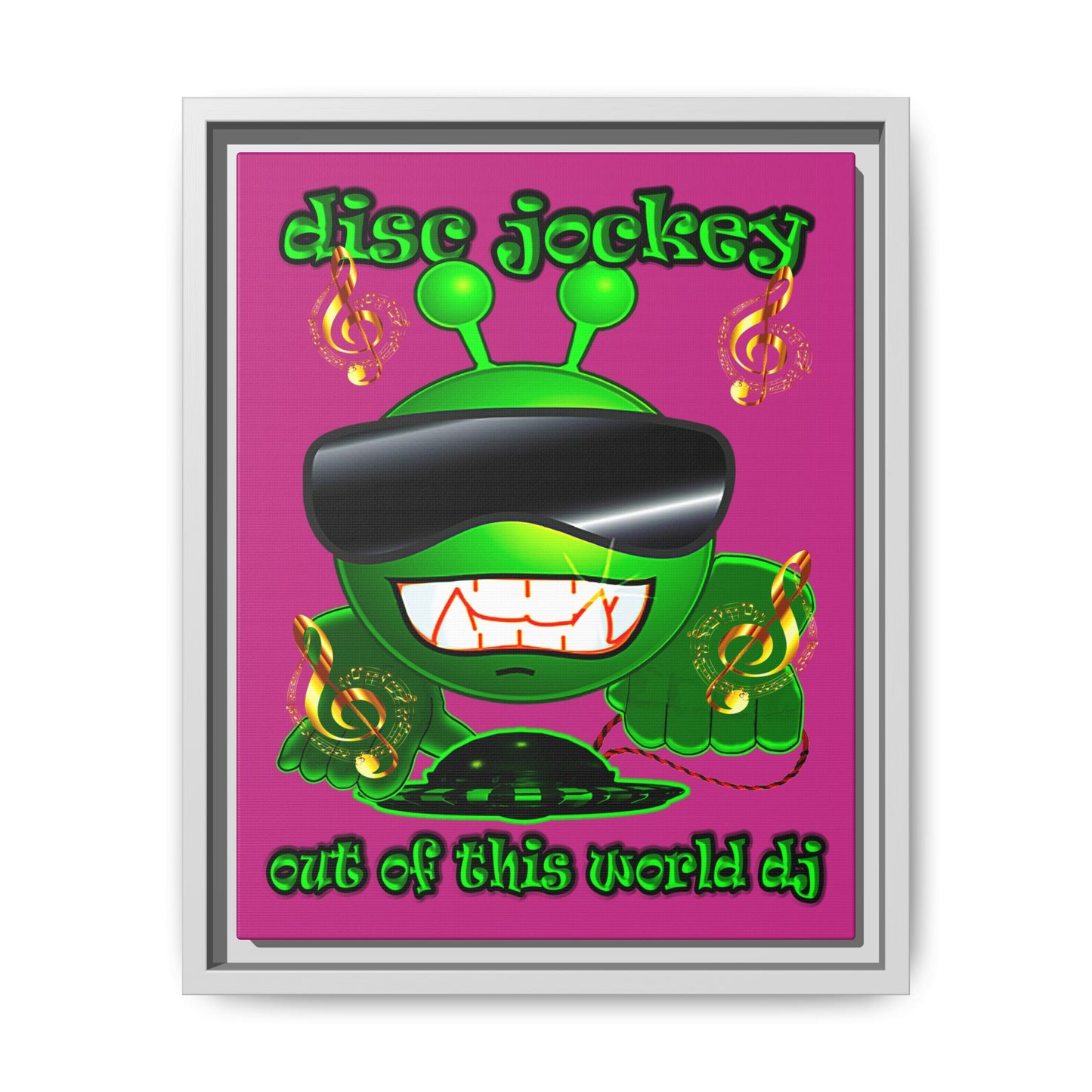 disc jockey - framed canvas art (pink)