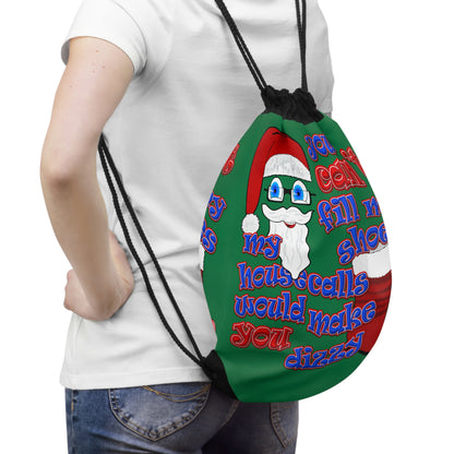 santa's shoes - Drawstring Bag (dark green)