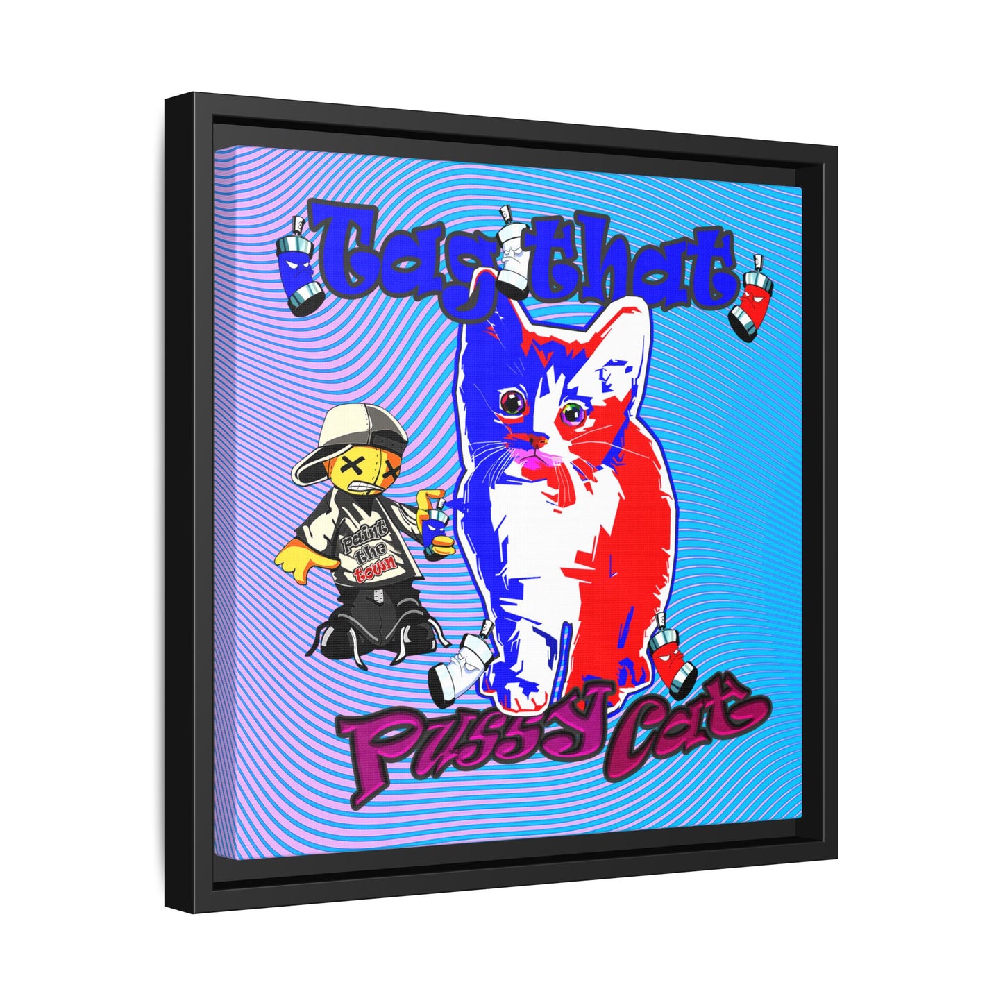 tag that - framed canvas art (light blue-purple wave)