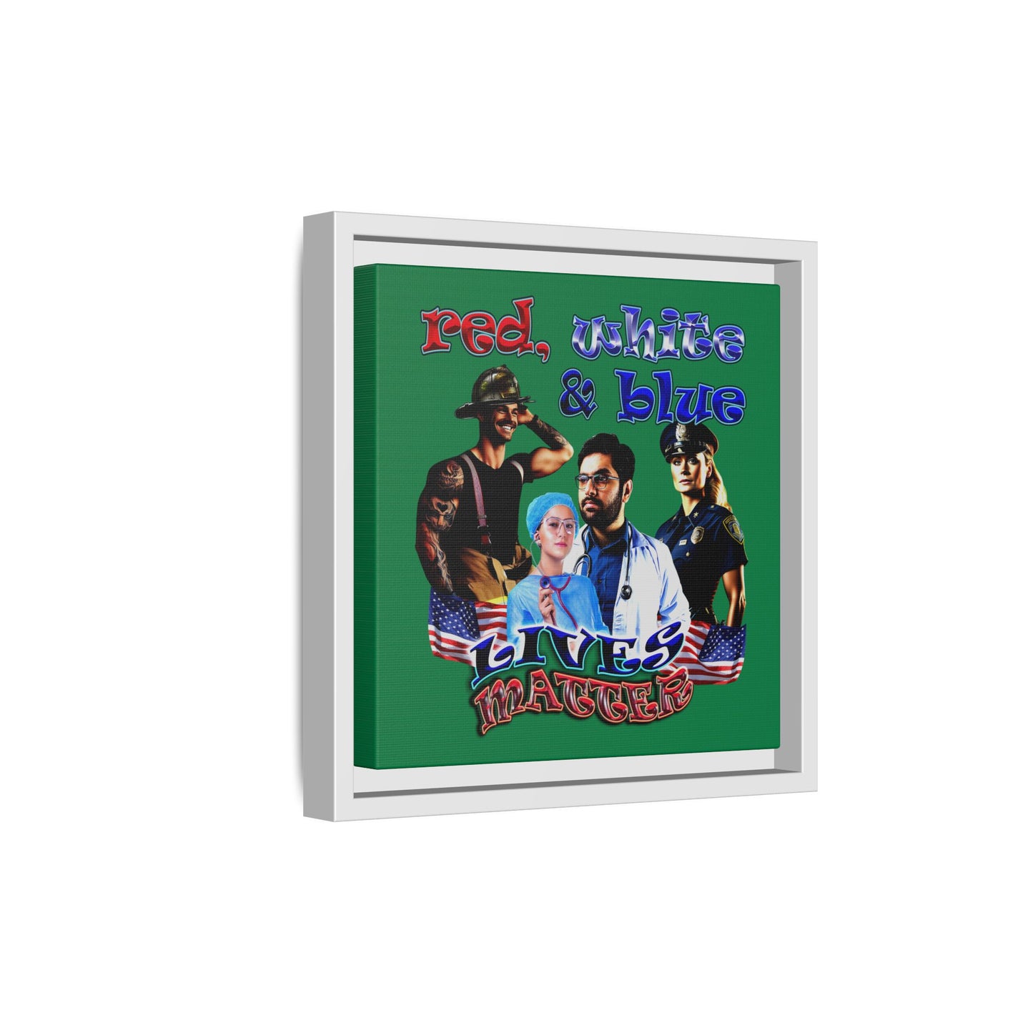 rw&b lives matter - framed canvas art (dark green)