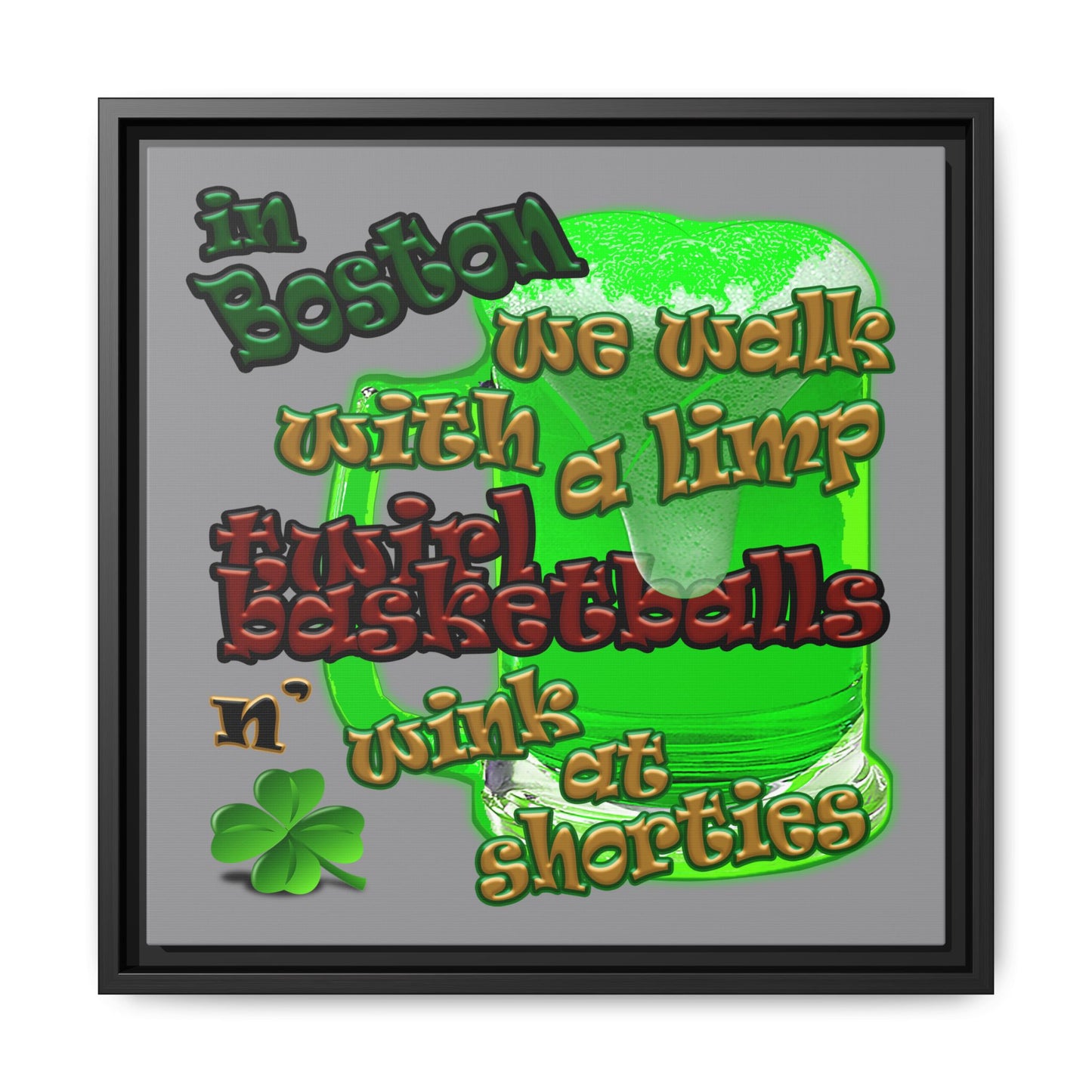 celtics logo - framed canvas art (grey)