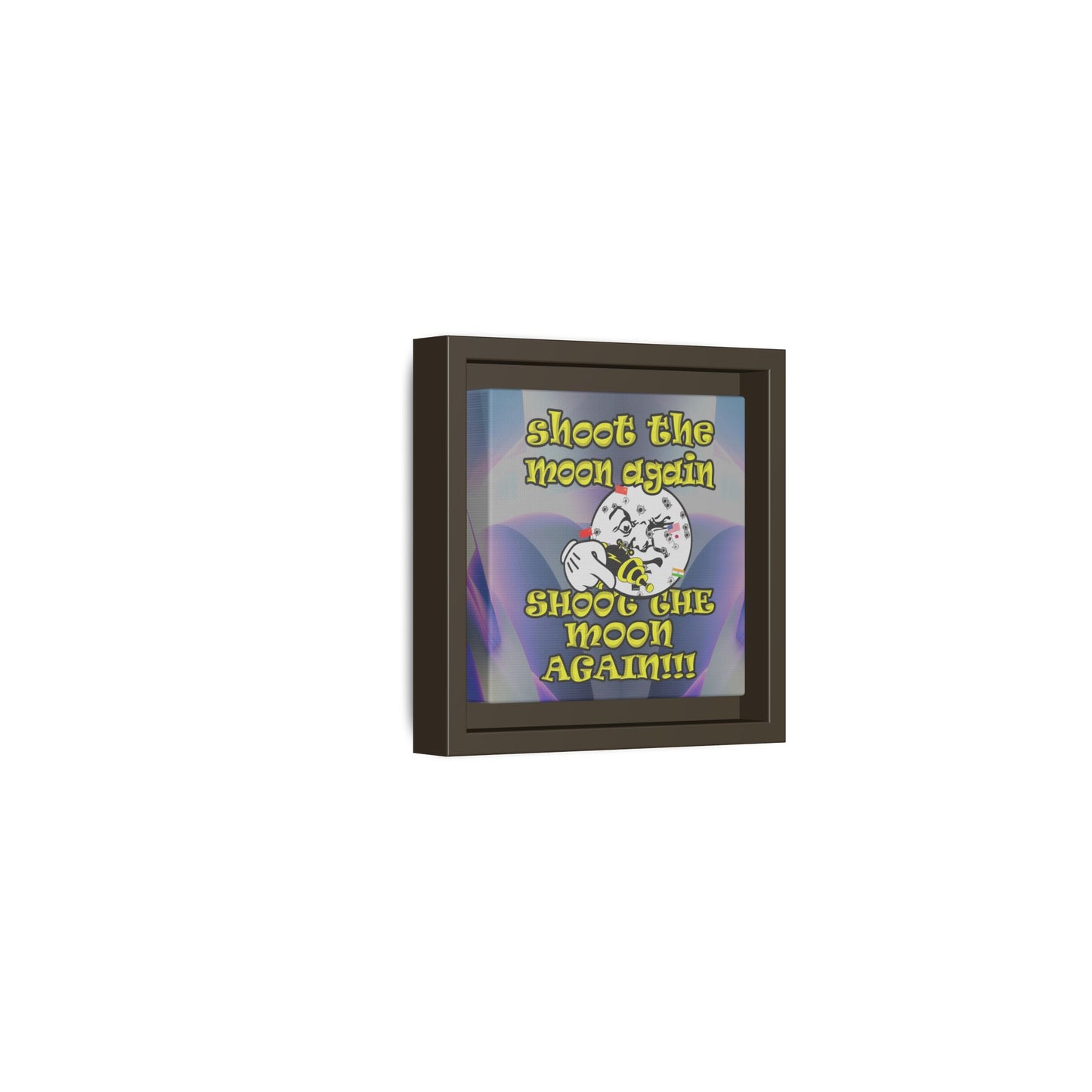 shoot the moon again - framed canvas art (grey-pink wave)