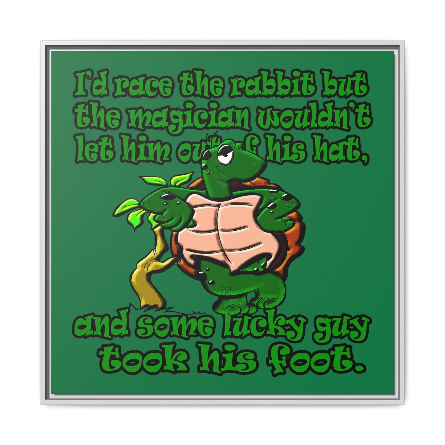 turtle race - framed canvas art (dark green)