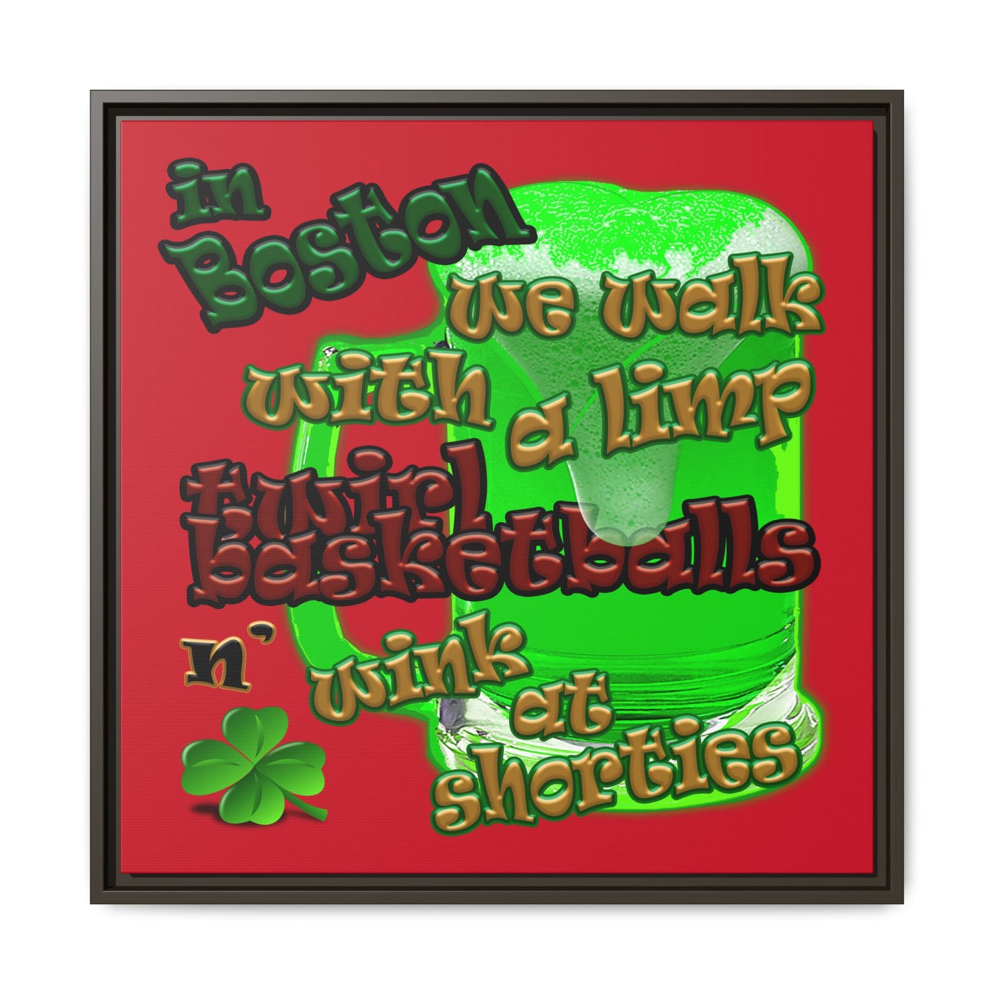 celtics logo - framed canvas art (dark red)