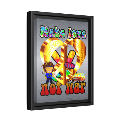 love peace - framed canvas art (brushed nickel)