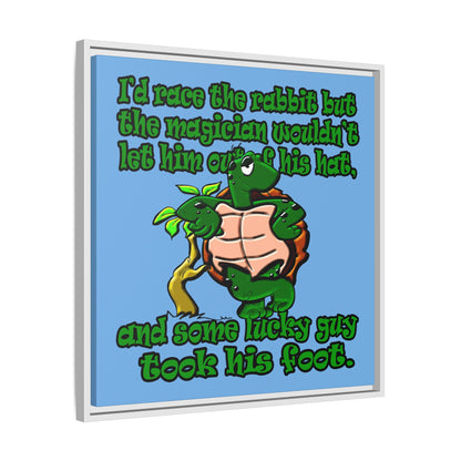 turtle race - framed canvas art (light blue)