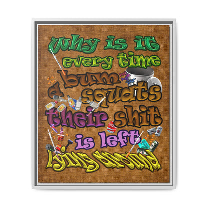 the bum's shit - framed canvas art (brown papyrus)