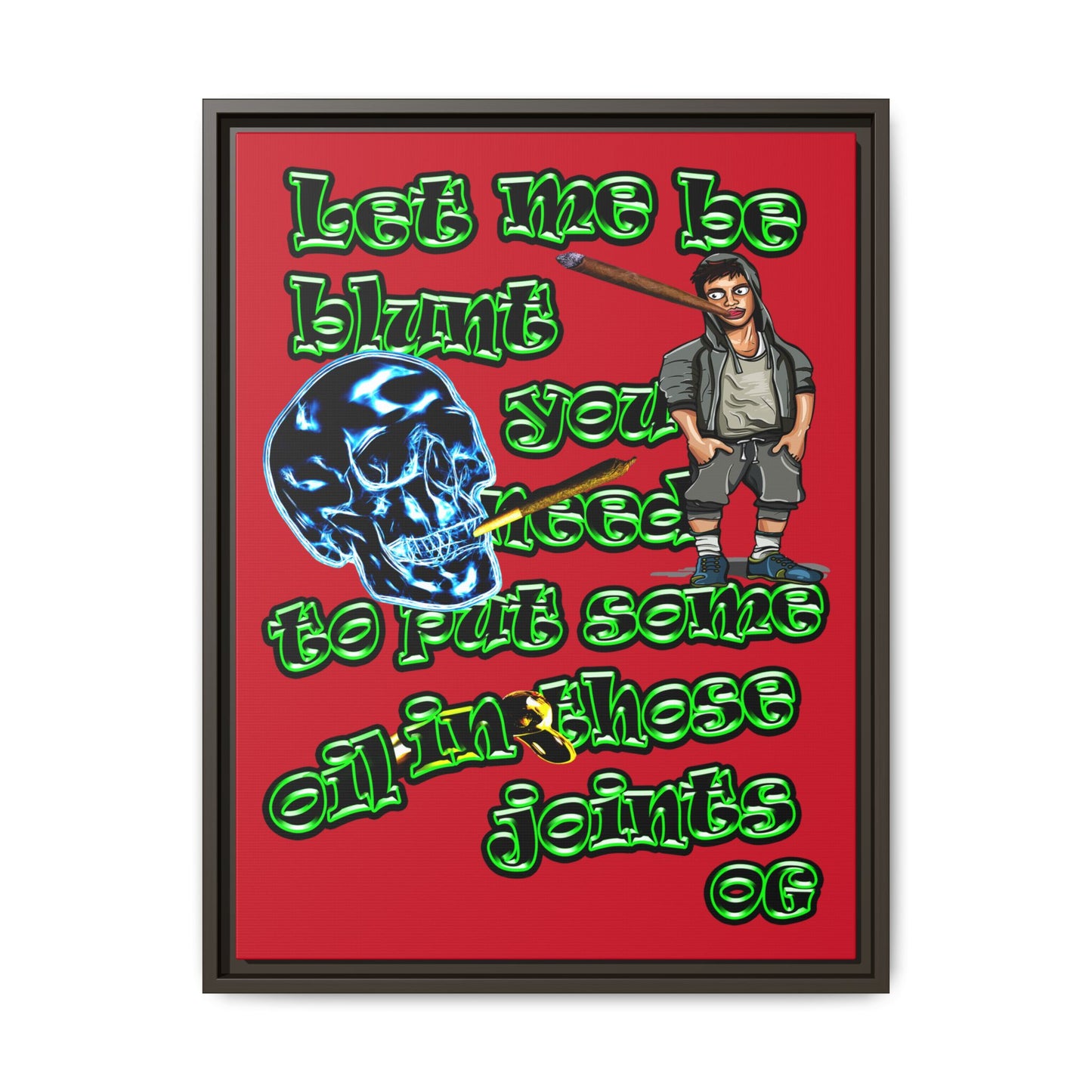 og - framed canvas art (dark red)