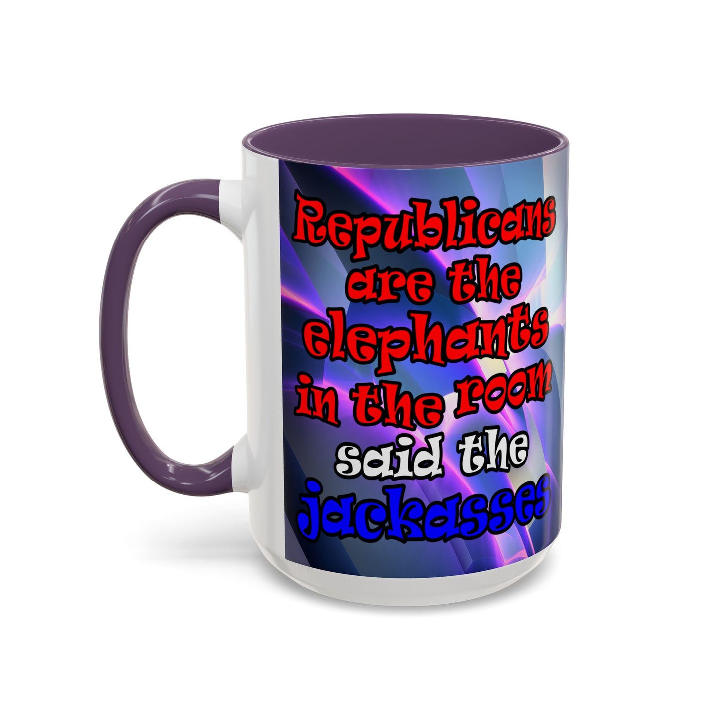 donkeys and elephants - Accent Mug (grey-pink wave)