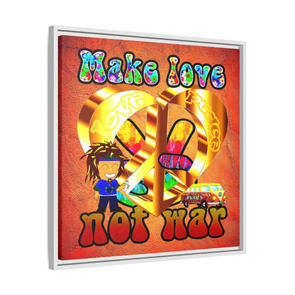 love peace - framed canvas art (burnt orange)