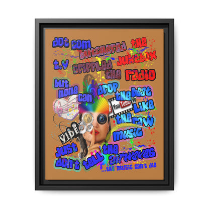 drop the beat - framed canvas art (light brown)