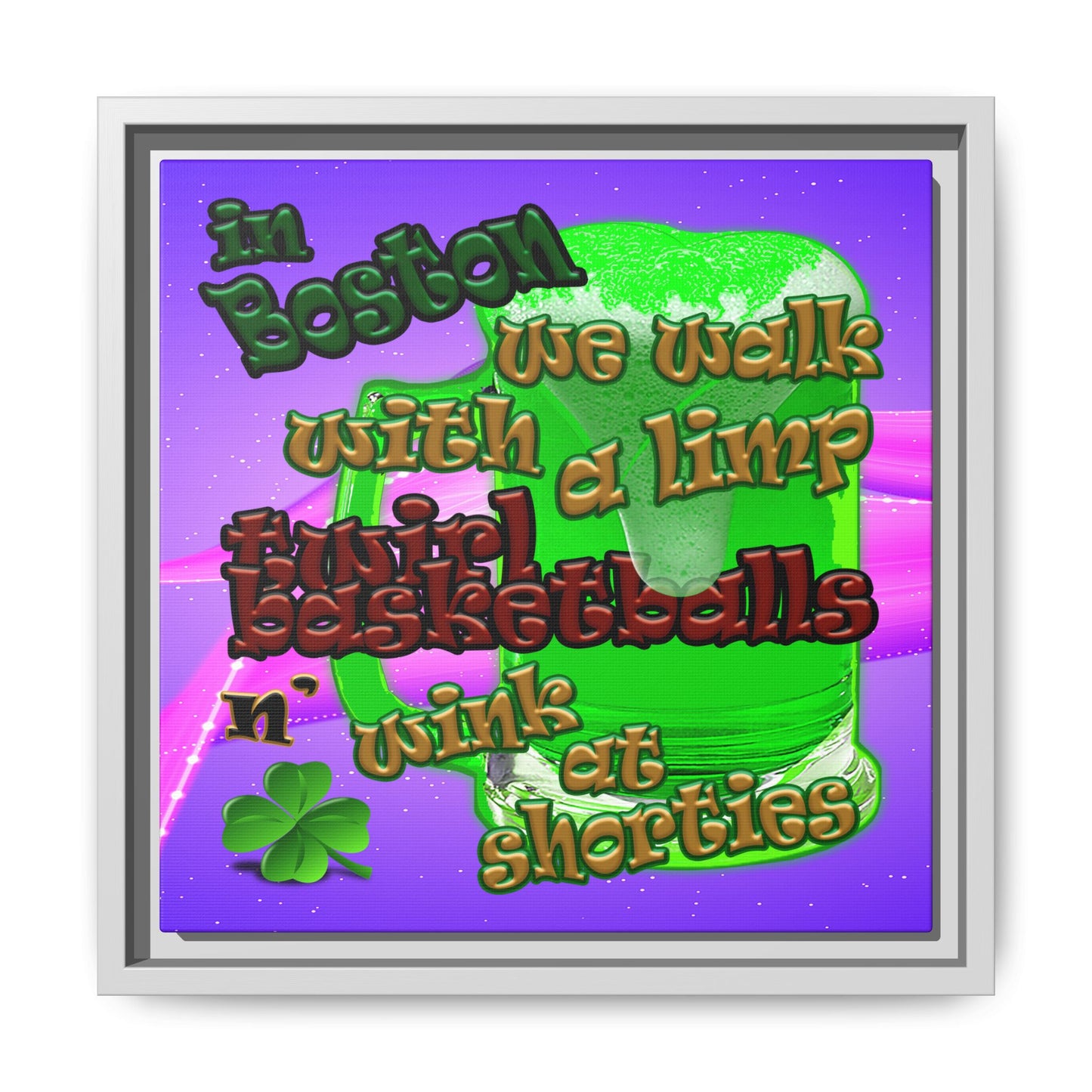 celtics logo - framed canvas art (purple-pink wave)
