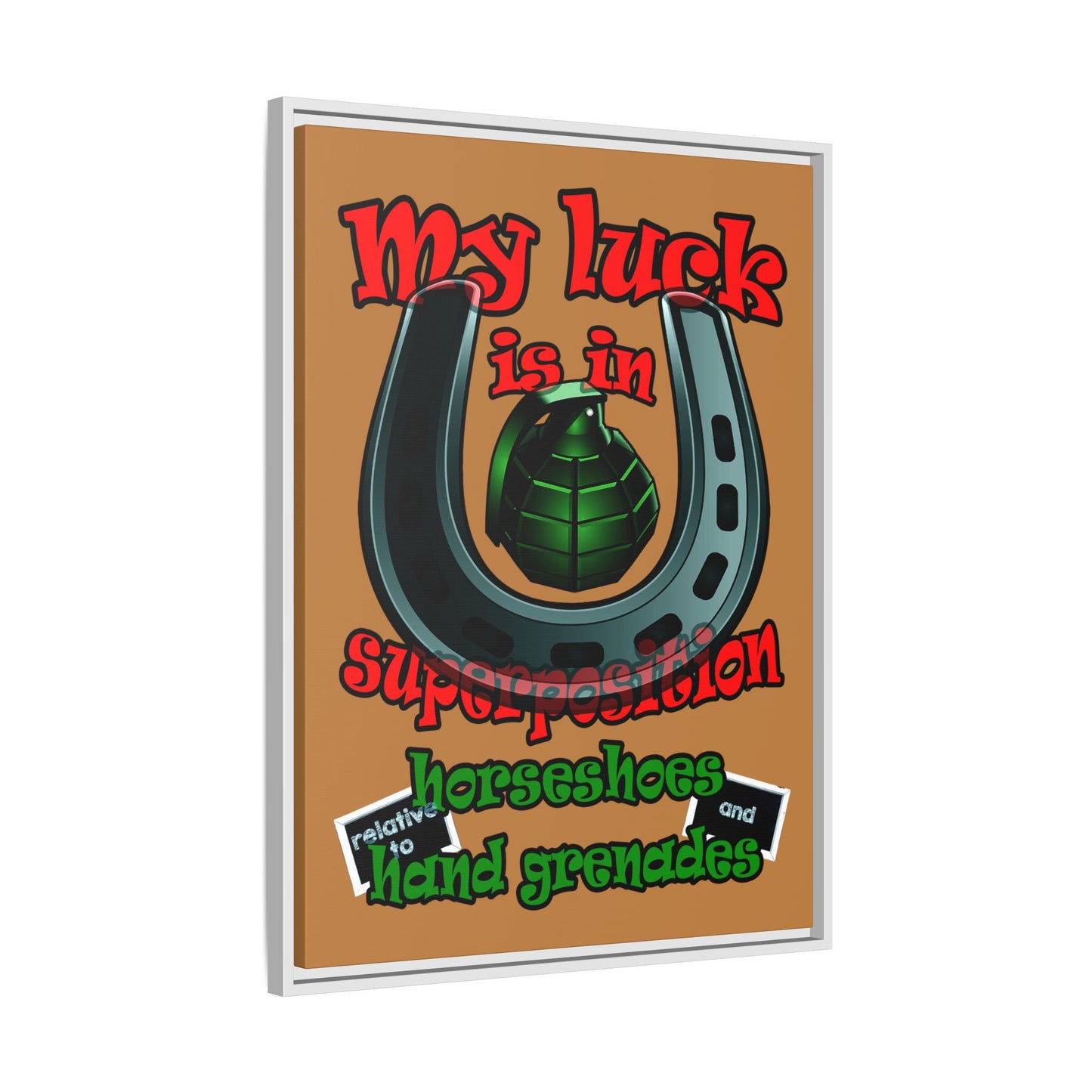 my luck - framed canvas art (light brown)