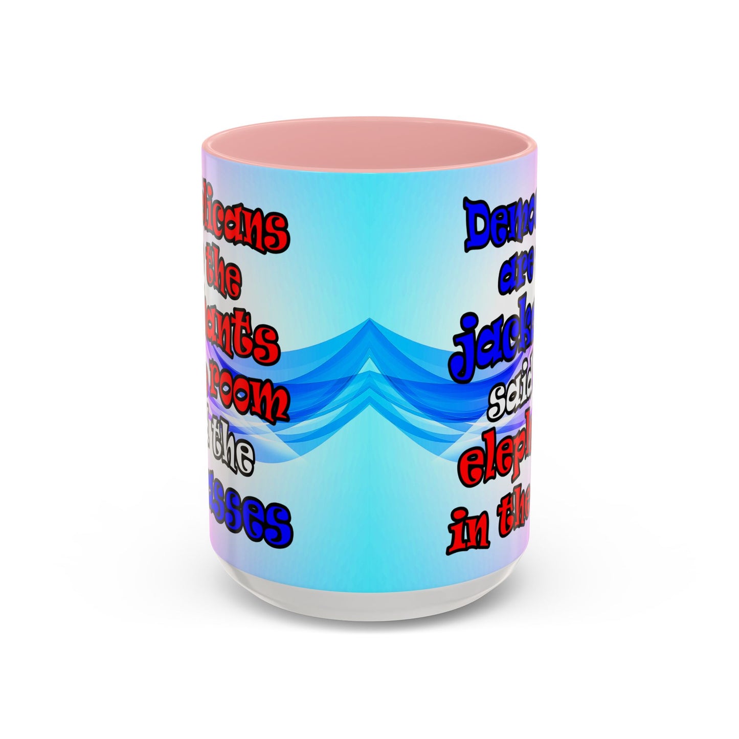 donkeys and elephants - Accent Mug (light blue-pink wave)