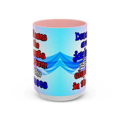 donkeys and elephants - Accent Mug (light blue-pink wave)