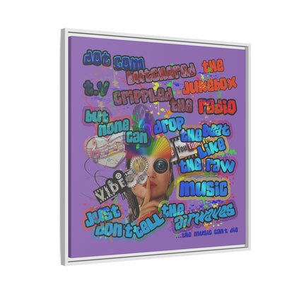 drop the beat - framed canvas art (light purple)