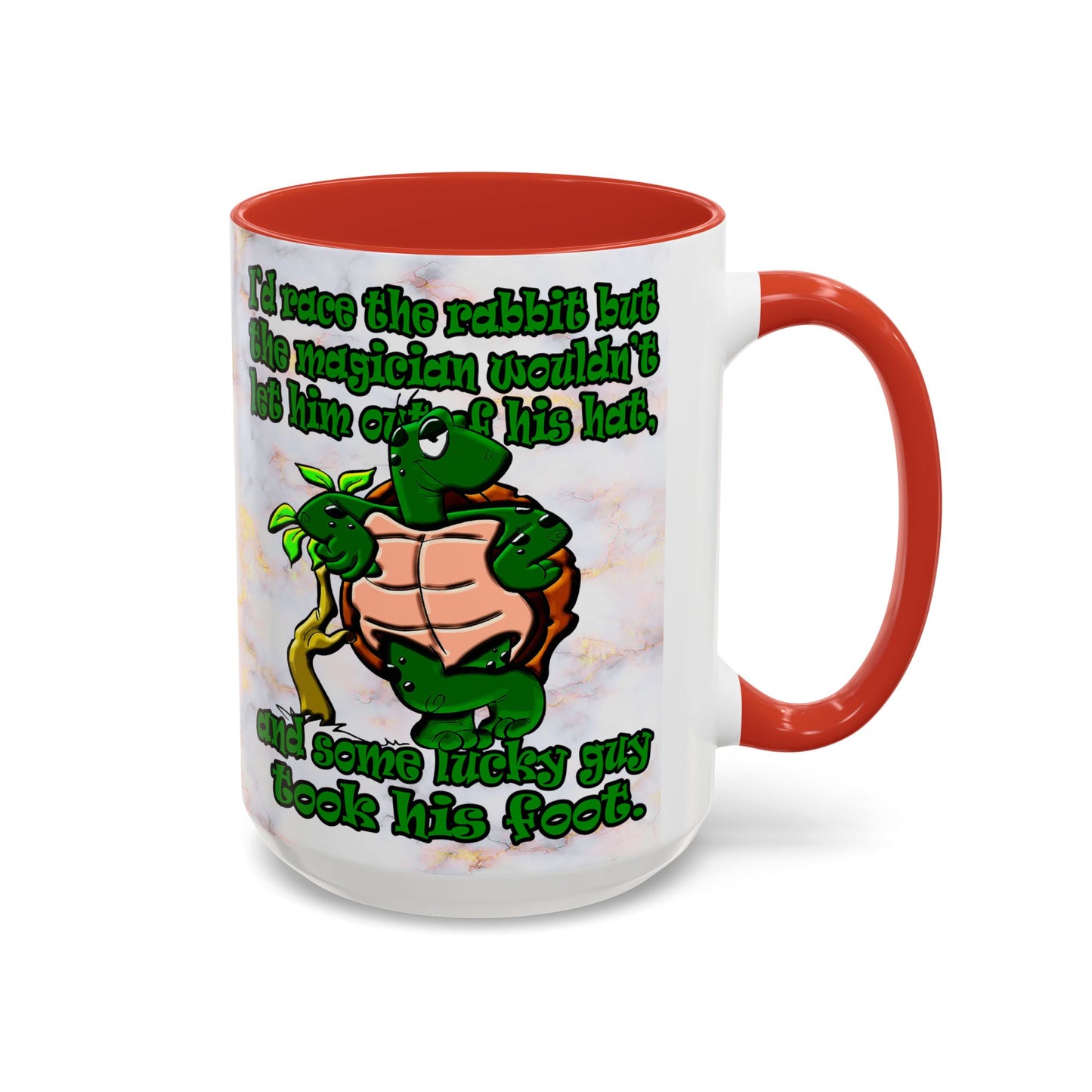 turtle race - Accent Mug (white marble)