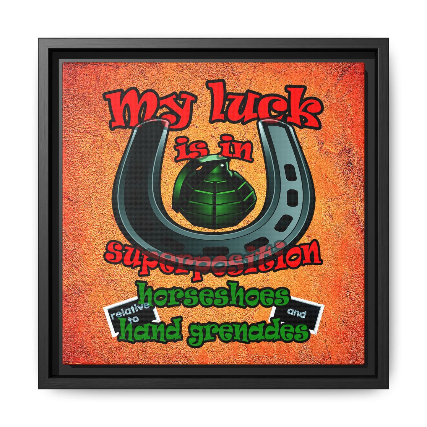 my luck - framed canvas art (burnt orange)