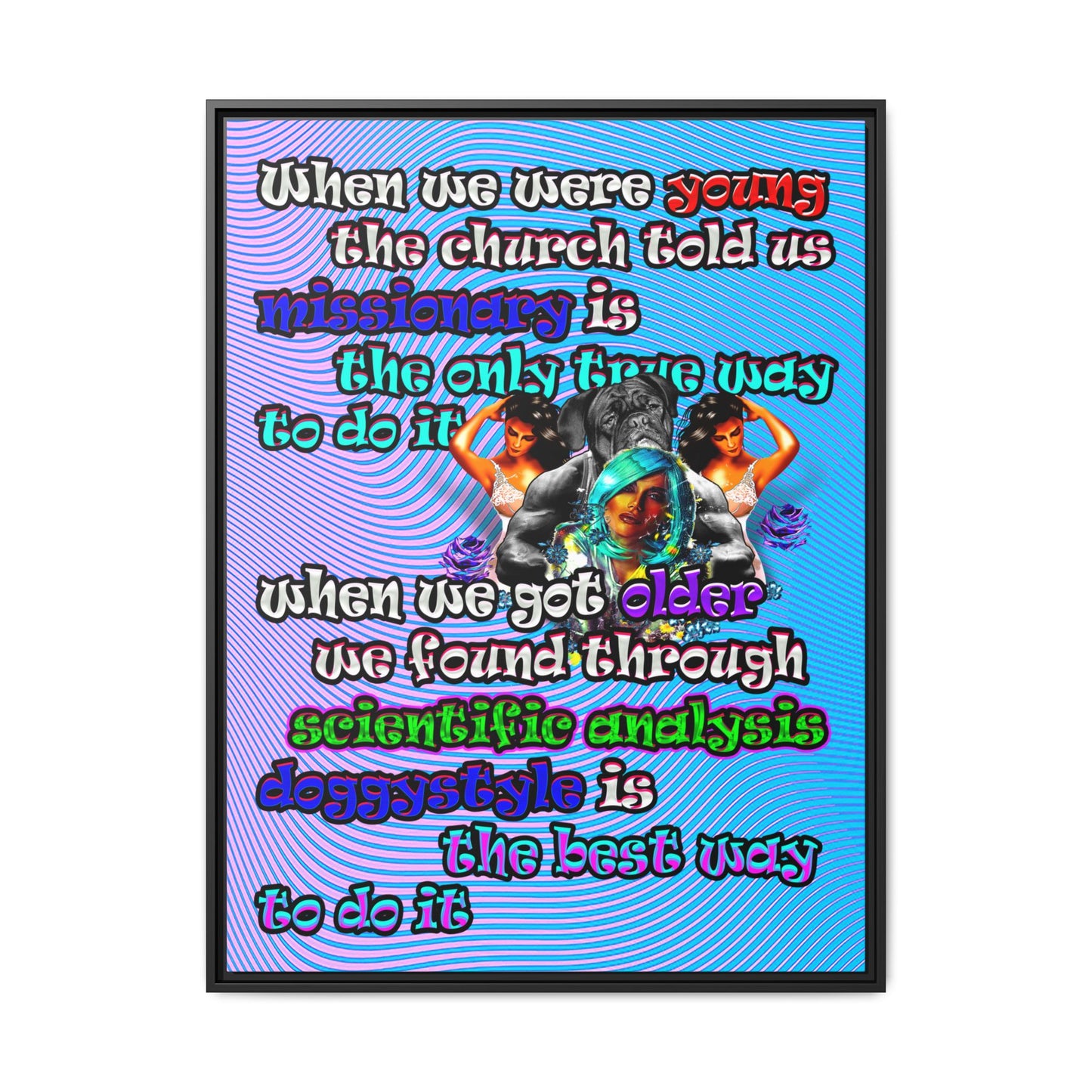 doggystyle - framed canvas art (light blue-purple wave)