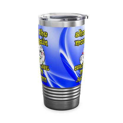 shoot the moon again - Ringneck Tumbler, 20oz (blue-white wave)