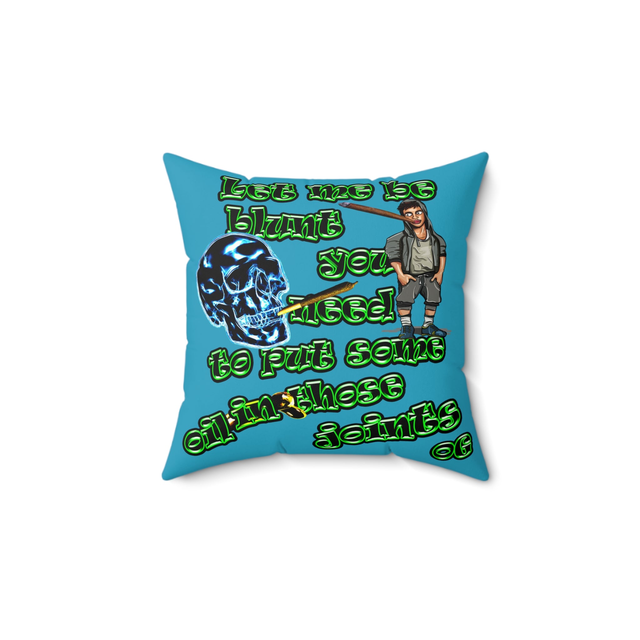 og - Faux Suede Square Pillow - (turquoise)