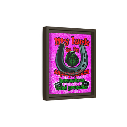 my luck - framed canvas art (pink swirl)
