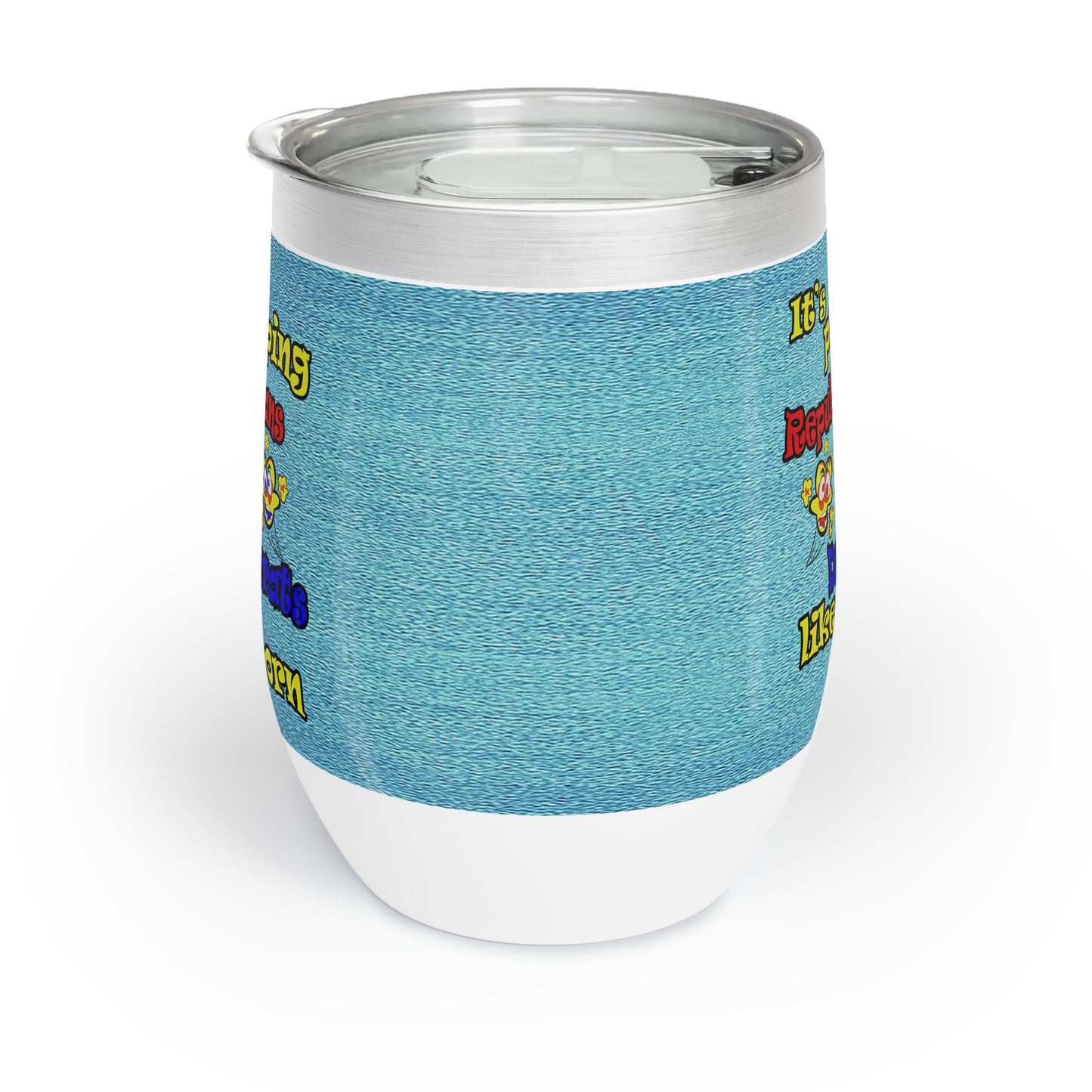 popping like popcorn - Chill Wine Tumbler (faded blue)