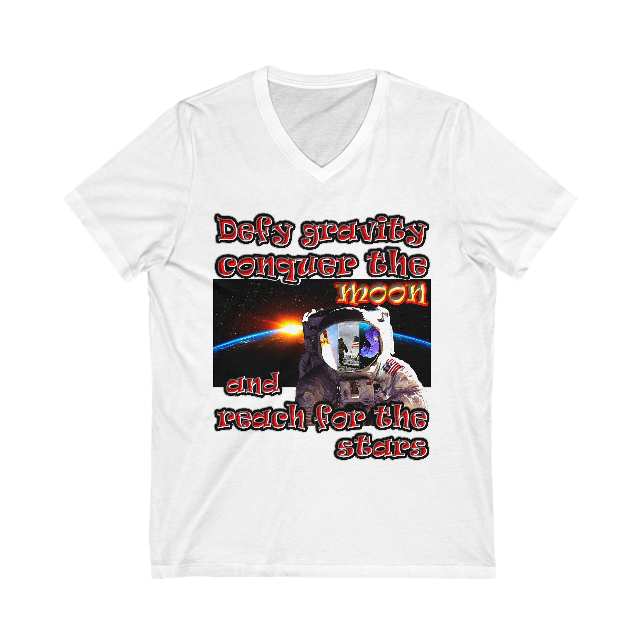 defy conquer reach - Unisex Jersey Short Sleeve V-Neck Tee