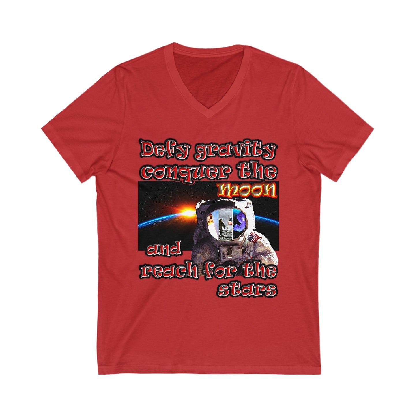 defy conquer reach - Unisex Jersey Short Sleeve V-Neck Tee