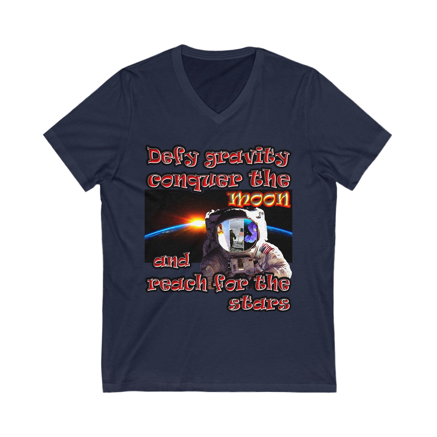 defy conquer reach - Unisex Jersey Short Sleeve V-Neck Tee