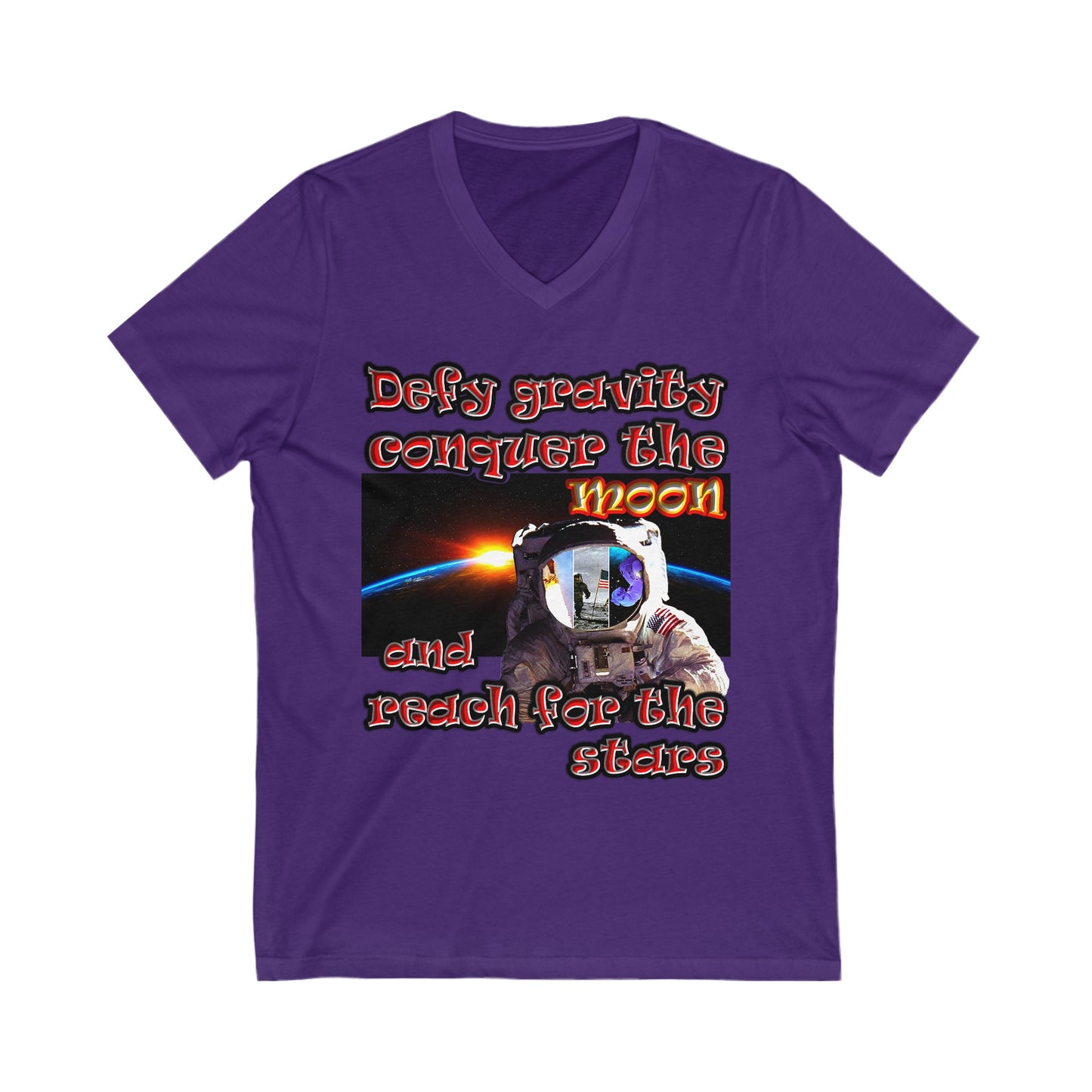 defy conquer reach - Unisex Jersey Short Sleeve V-Neck Tee