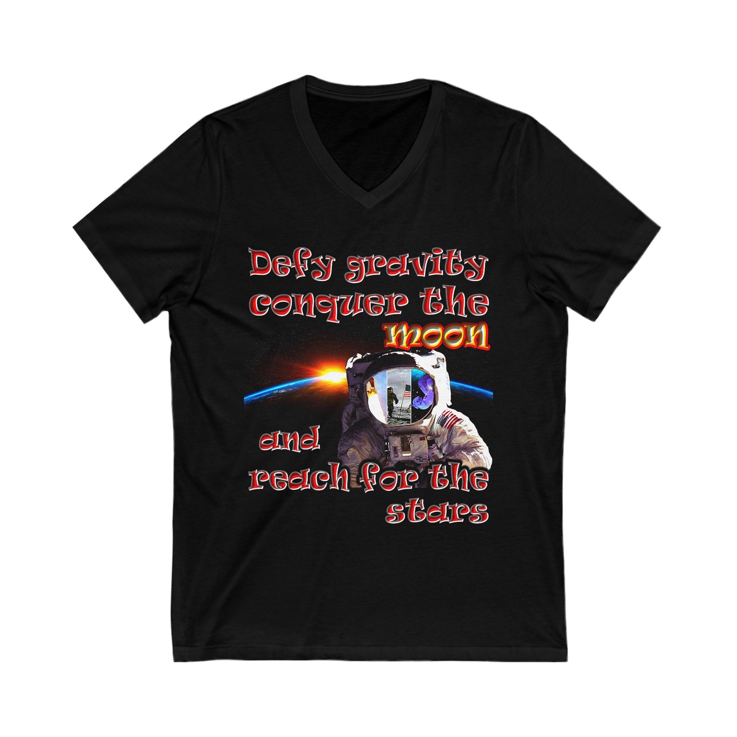 defy conquer reach - Unisex Jersey Short Sleeve V-Neck Tee